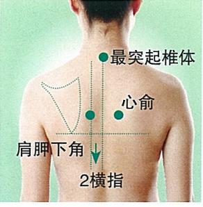 艾灸心俞穴膏肓穴足三里穴,行气活血宁心安神