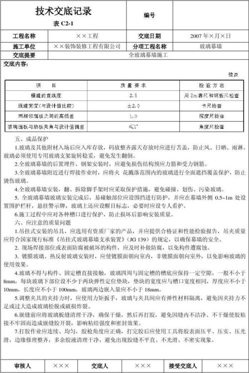 玻璃幕墙玻璃型号技术交底内容配图