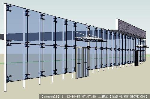 玻璃幕墙内部框架su建模配图