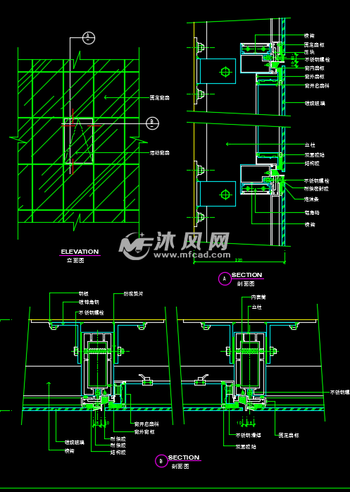 玻璃幕墙平推窗 面积配图