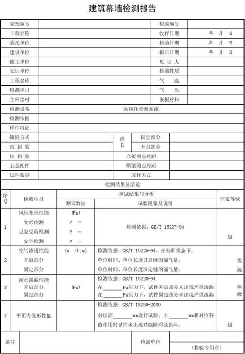 玻璃幕墙试验报告样板配图