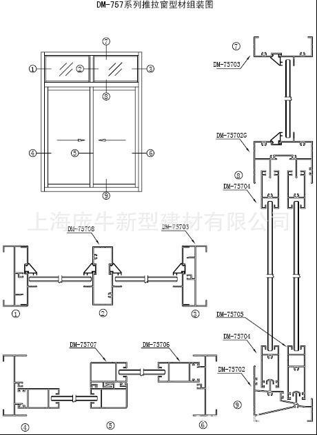 玻璃幕墙推拉窗结构示意图配图