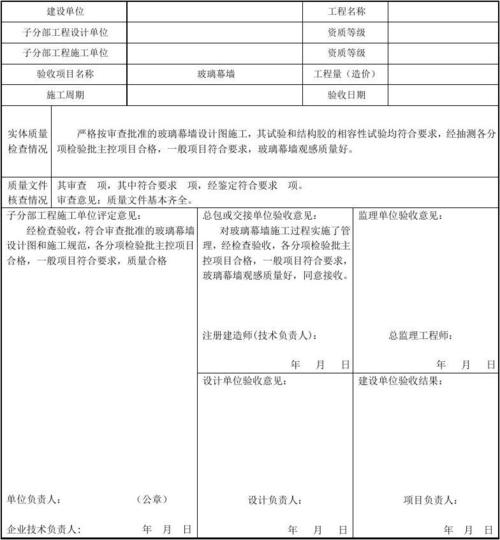 玻璃幕墙子分部工程质量验收记录配图