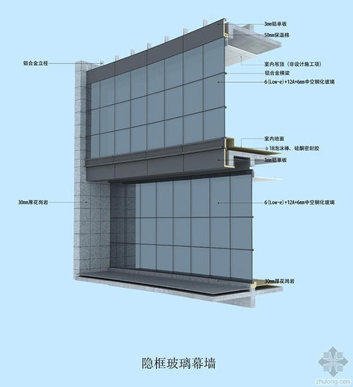 当隐框玻璃幕墙采用悬挑玻璃时配图