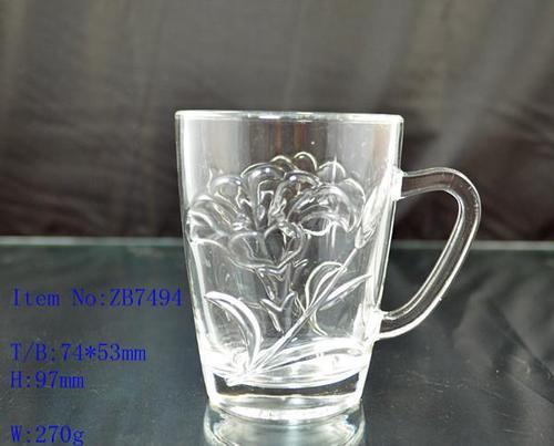 磨砂雕花玻璃把杯配图