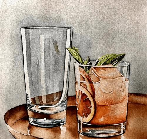 水彩玻璃杯的画法配图