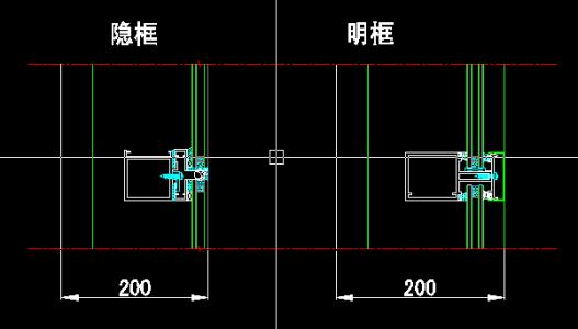 图纸上玻璃幕墙明框和隐框的区别配图