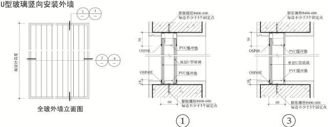 u型玻璃幕墙安装节点配图