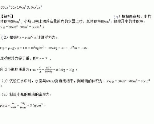 为了测出普通玻璃的密度小明同学利用一个普通玻璃配图