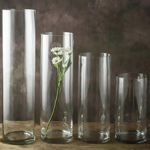 直筒透明玻璃花瓶配图