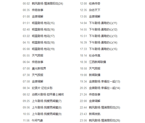 江西广播电台第六频道节目单配图