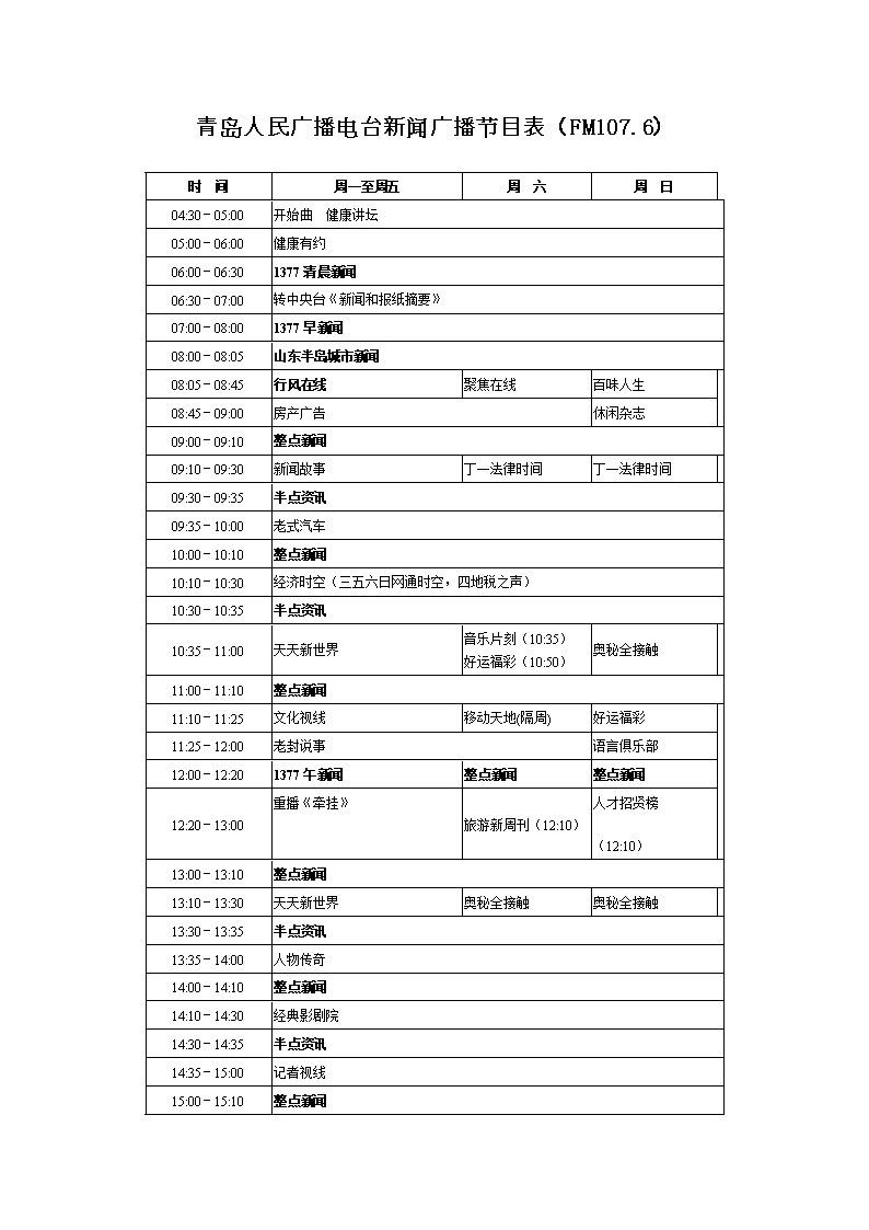 青岛经济广播电台节目表配图