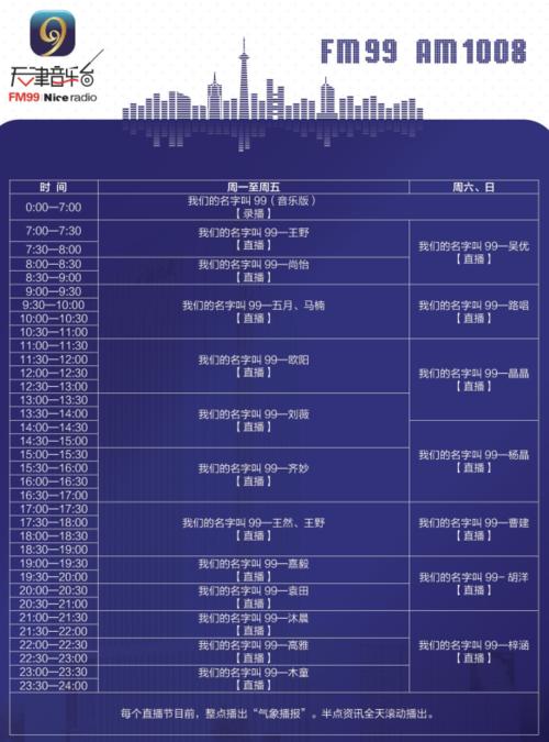 天津电台88.5节目单配图