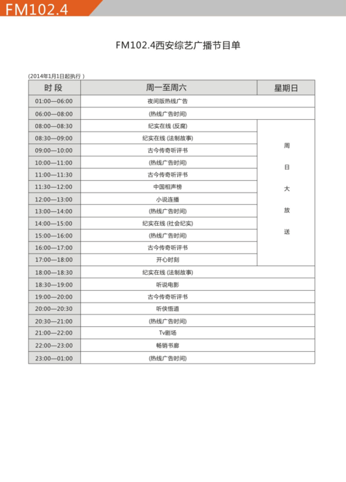 香港电台节目表