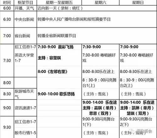浙江98.8电台节目单