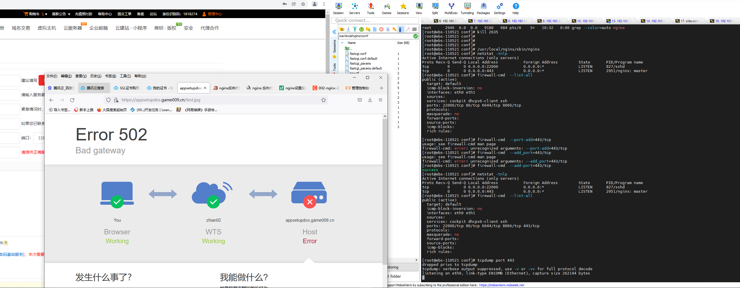 我服务器开了443端口,还是不能访问