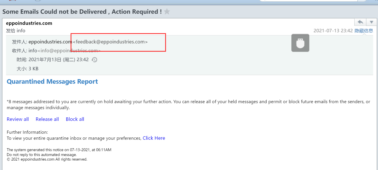eppoindustries.com这个邮箱经常收到钓鱼邮件