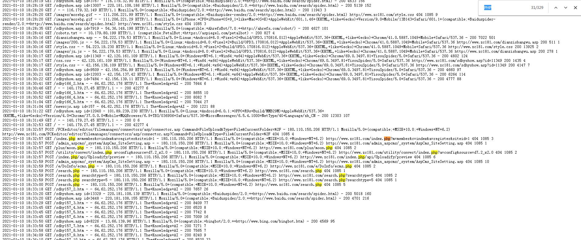 网站打开有卡顿现象，发现网站日志大量 404
