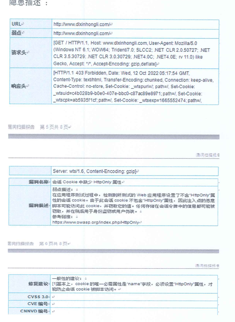 dlxinhongli.com 网警给出了漏洞反馈，需要服务