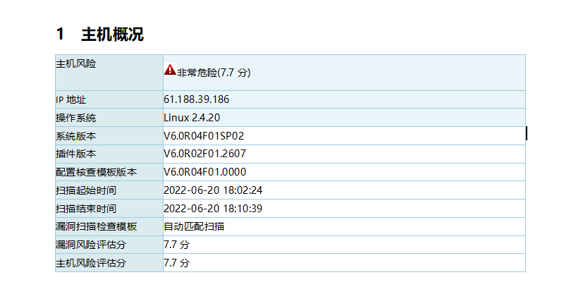 公安备案检测，主机风险：非常危险存在漏洞