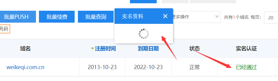 域名当时的实名认证信息查不到