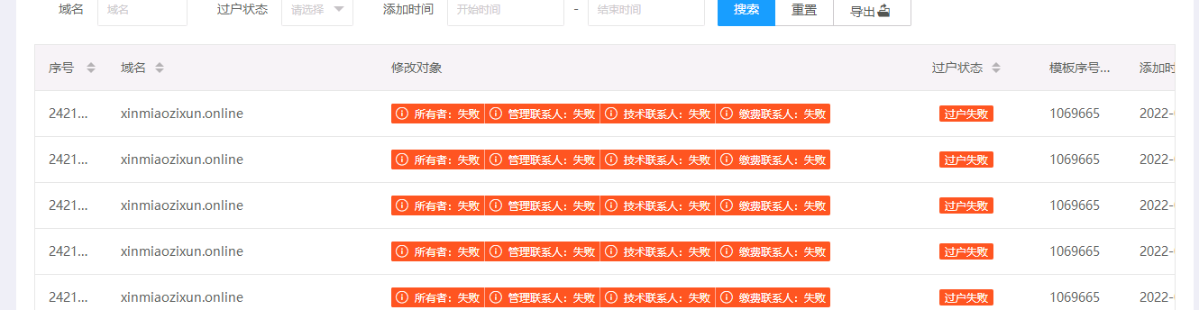 域名当前登记的所有者是一致的