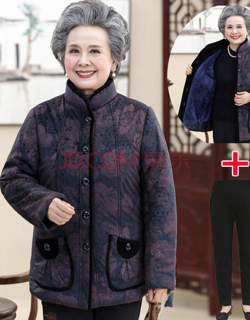 70岁老年女冬装外套秋冬季女中长款配图