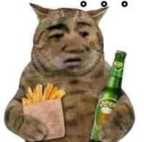 喝酒吃薯条的猫是什么梗配图
