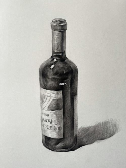 单个红酒瓶的素描图片步骤