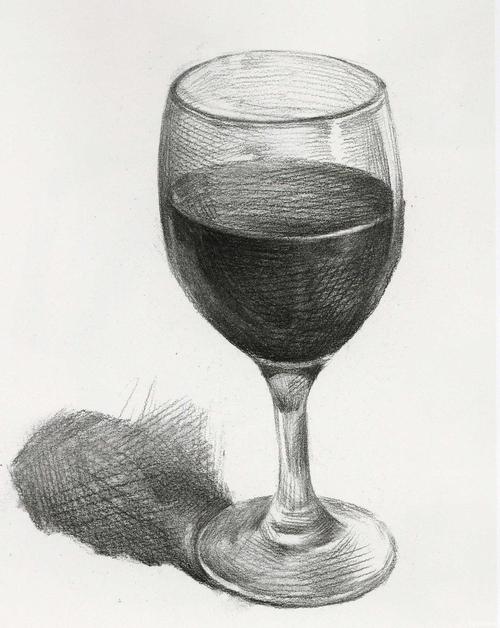 红酒杯素描怎么画