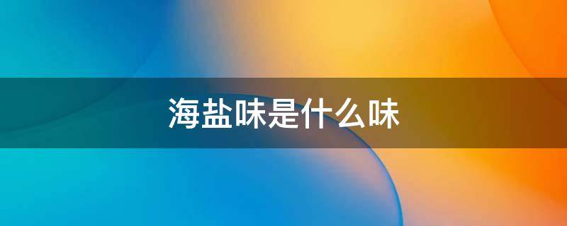 海盐味是什么味
