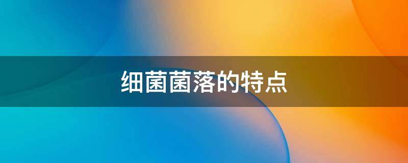 细菌菌落的特点